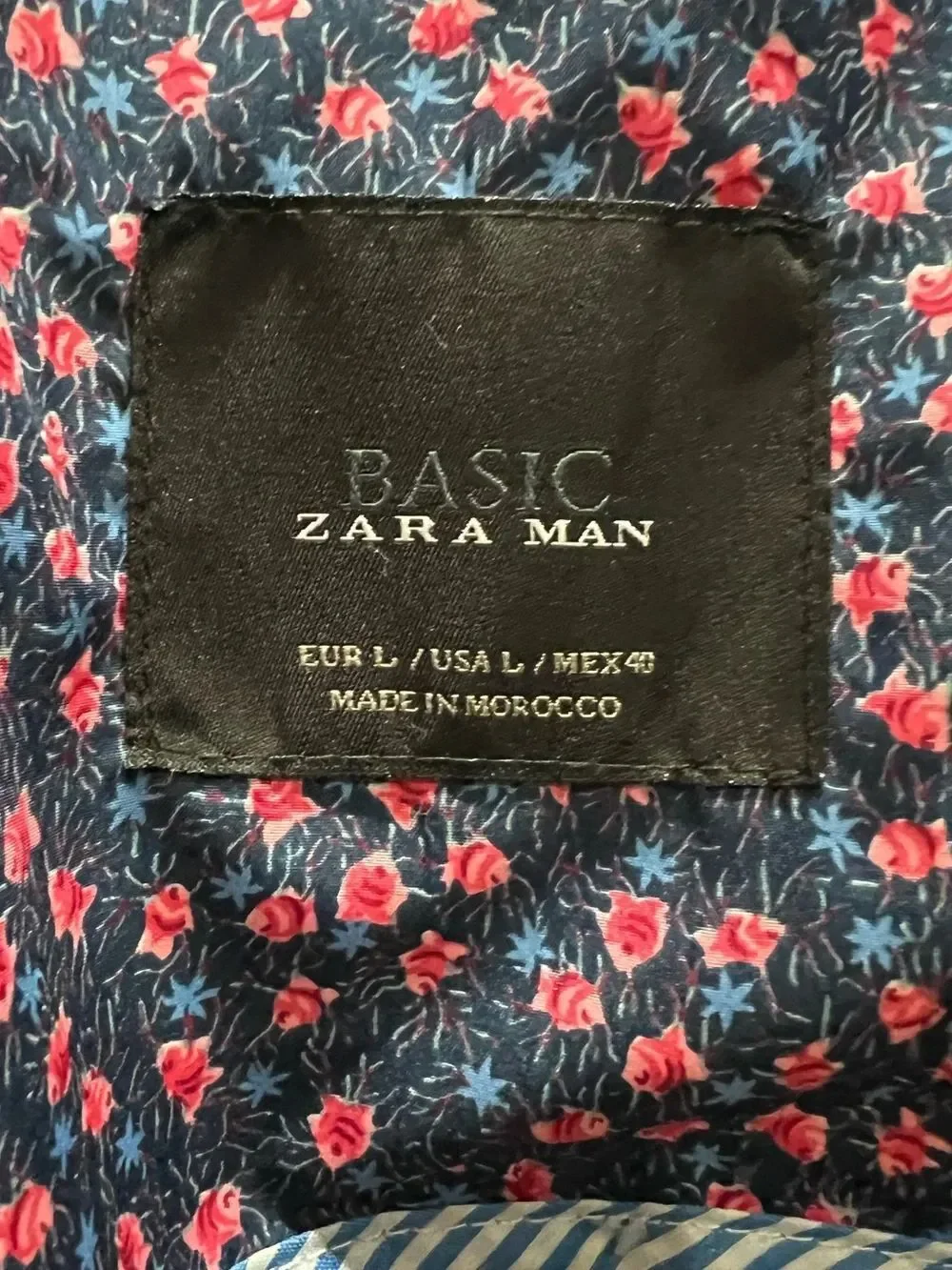Zara Man Blazer Cotton Denim Tan Khaki Size Large